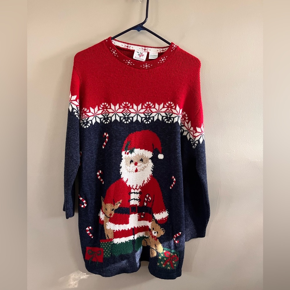 Vintage‎ “Ugly” Christmas Sweater Santa Large